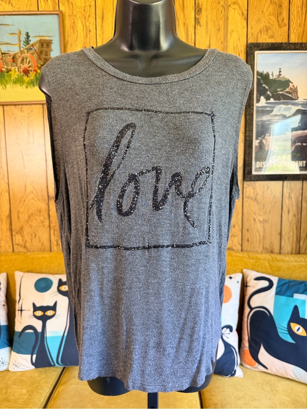 Glitter 'Love' Sleeveless Tee